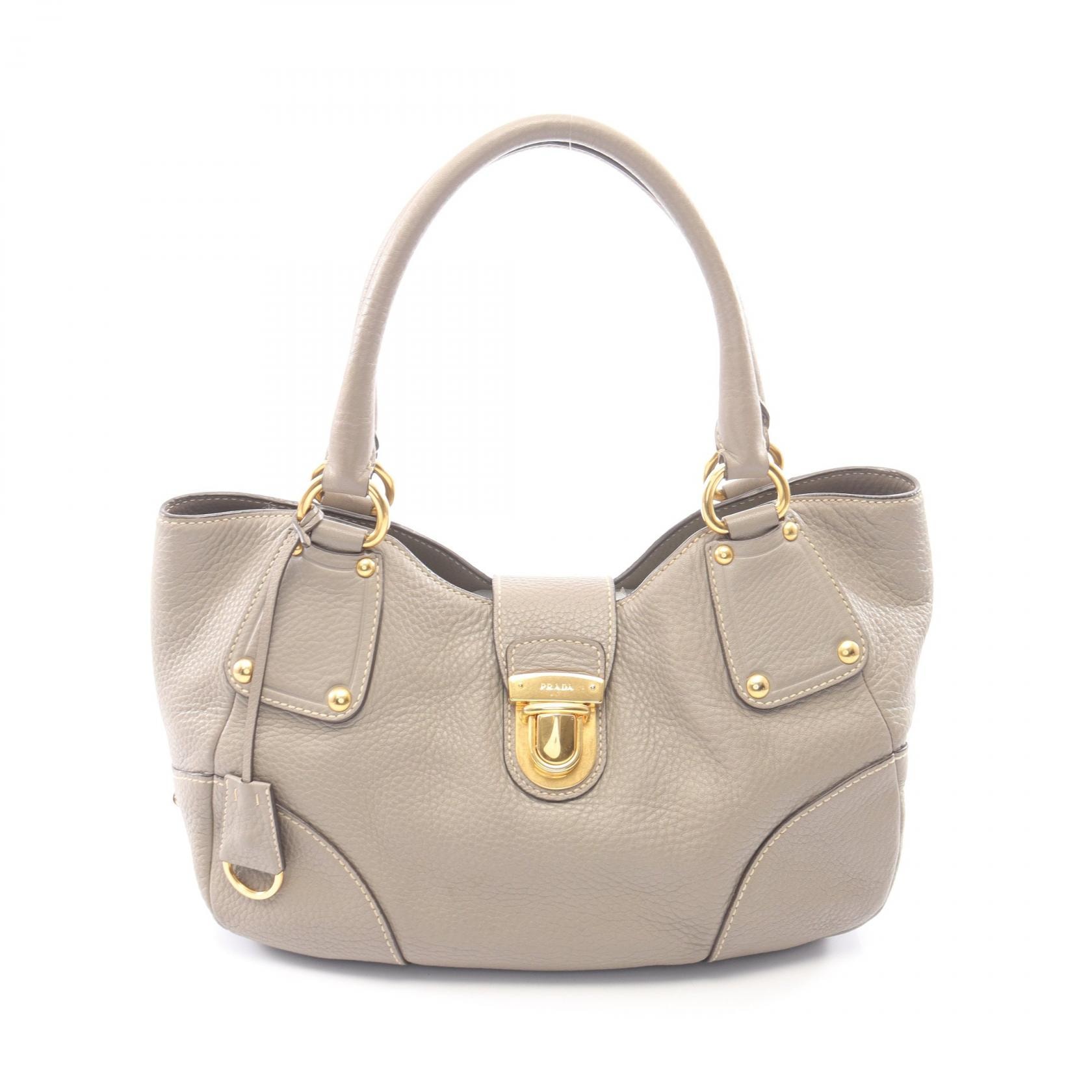 プラダ PRADA VIT.DAINO ハンドバッグ バッグ レザー レディース グレー系 【中古】