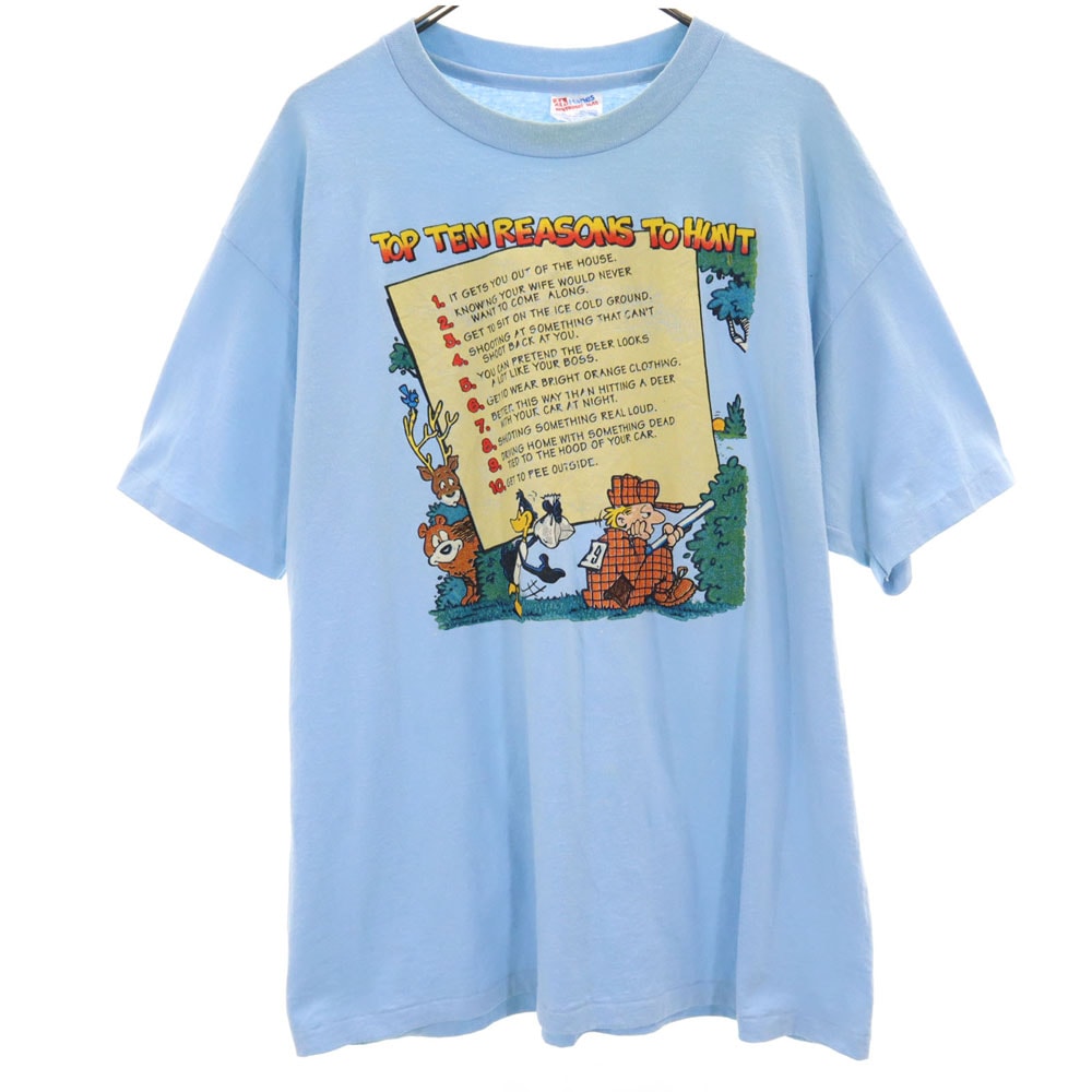 Hanes ヘインズ 90s USA製 半袖 シングルステッチ Tシャツ XL 水色系 オールド ヴィンテージ