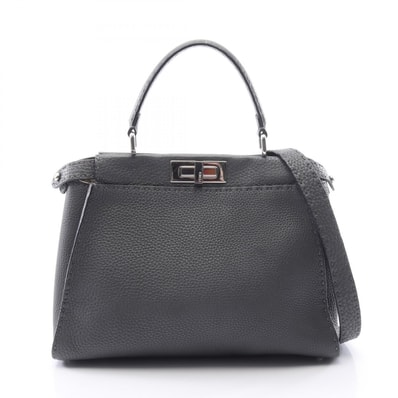 フェンディ FENDI ピーカブー レギュラー セレリア 2WAY ハンドバッグ バッグ レザー レディース グレー系 8BN290 【中古】