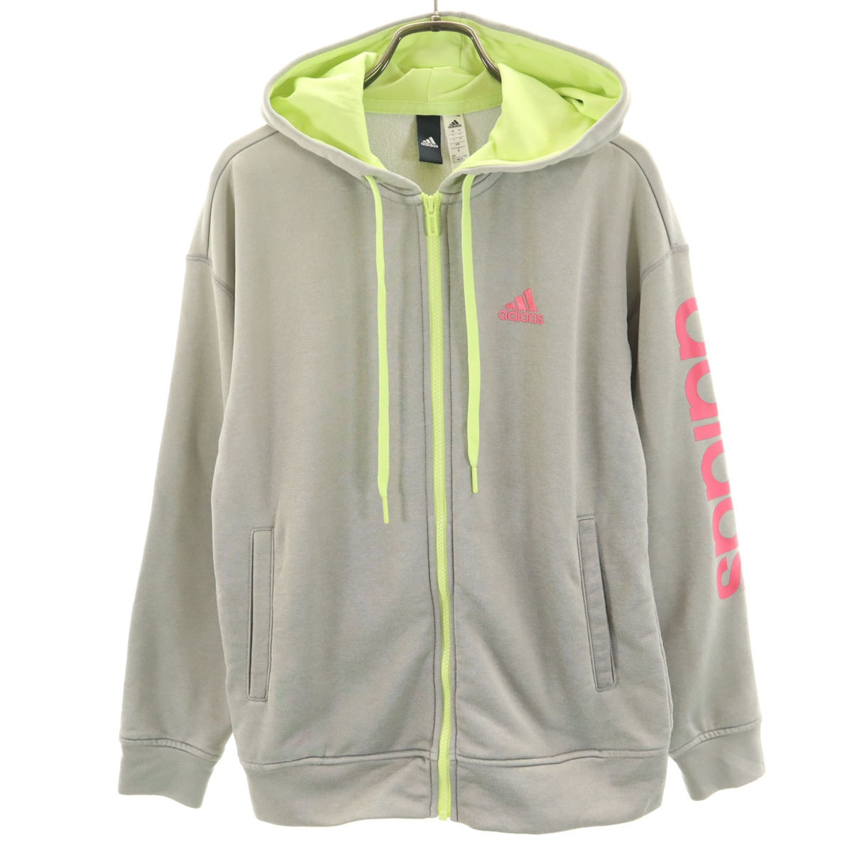 adidas アディダス 長袖 ジップパーカー M グレー
