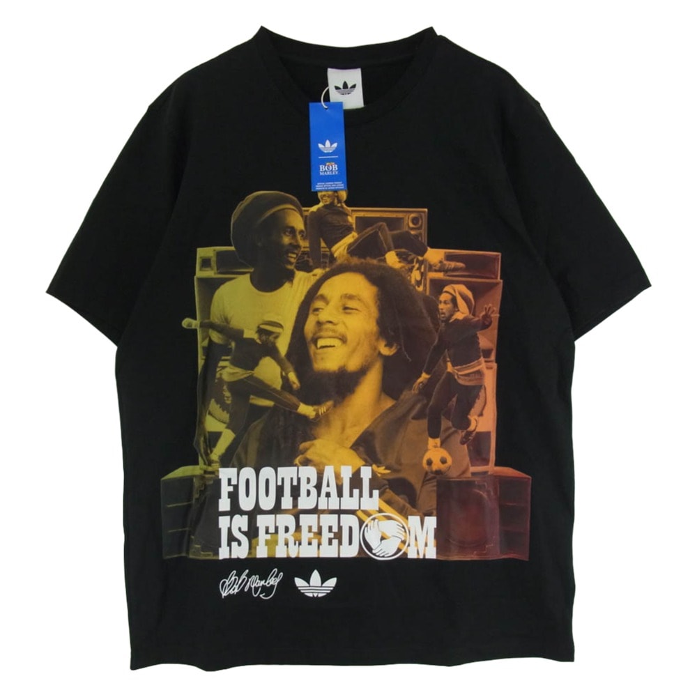 adidas アディダス Tシャツ KD2417 x BOB MARLEY ボブ マーリー プリント 半袖 Tシャツ ブラック系 2XL【極上美品】【中古】