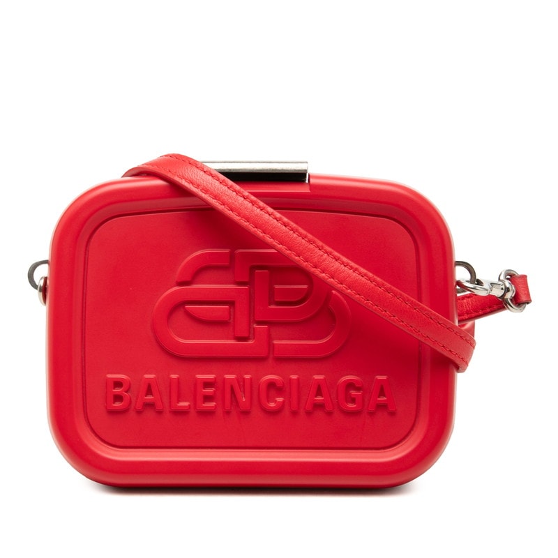 バレンシアガ ランチボックス ミニケース 斜め掛け ショルダーバッグ 638324 レッド プラスチック レザー レディース BALENCIAGA 中古