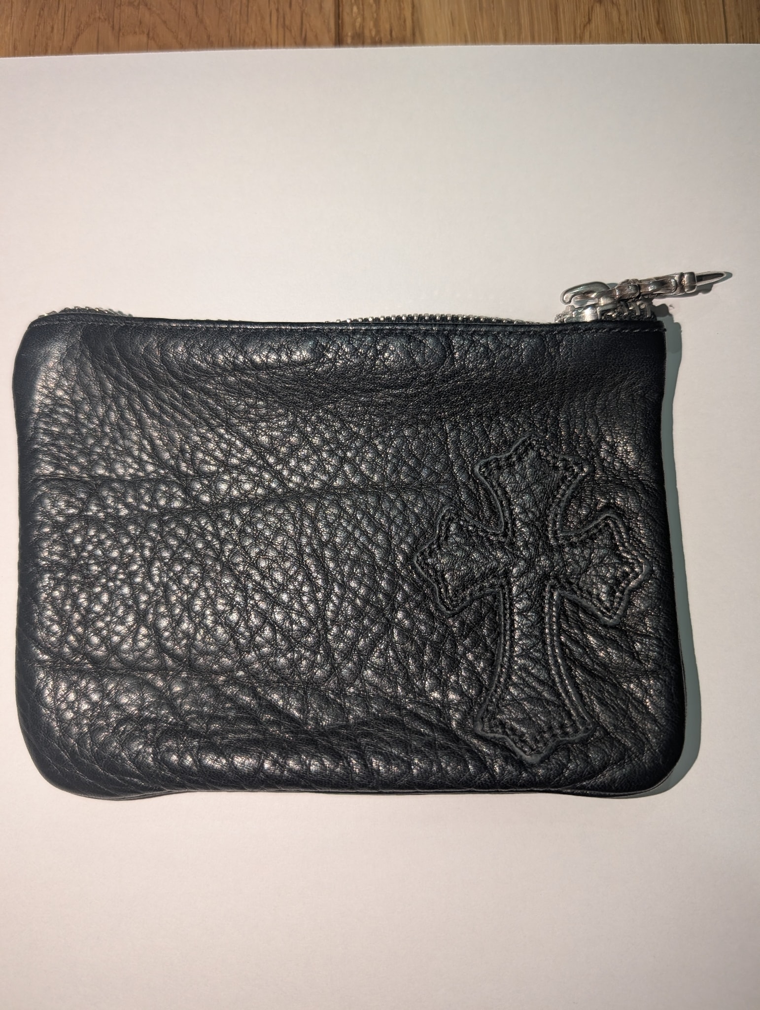 Chrome Hearts Zipper Wallet Change Purse / Cemetery Cross "Black"