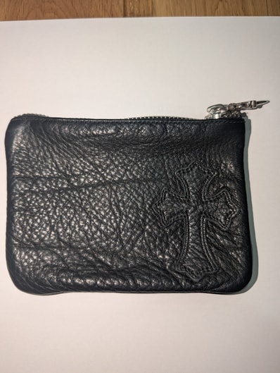 Chrome Hearts Zipper Wallet Change Purse / Cemetery Cross "Black"