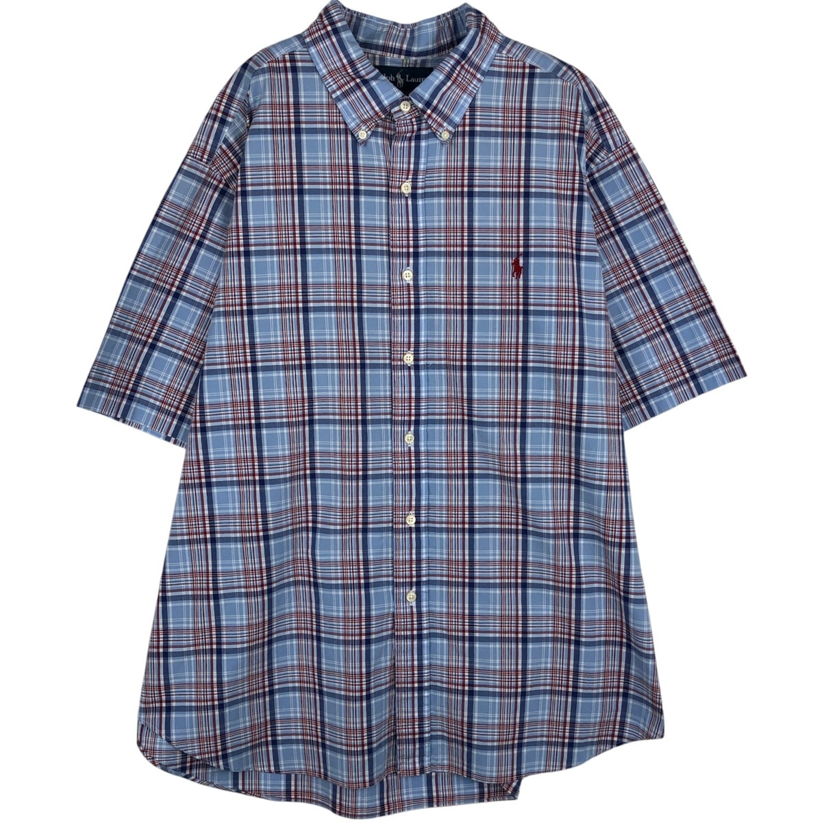 古着 ラルフローレン Ralph Lauren CLASSIC FIT 半袖 ボタンダウン チェックシャツ メンズXXL相当/eaa641125