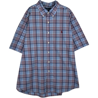 古着 ラルフローレン Ralph Lauren CLASSIC FIT 半袖 ボタンダウン チェックシャツ メンズXXL相当/eaa641125