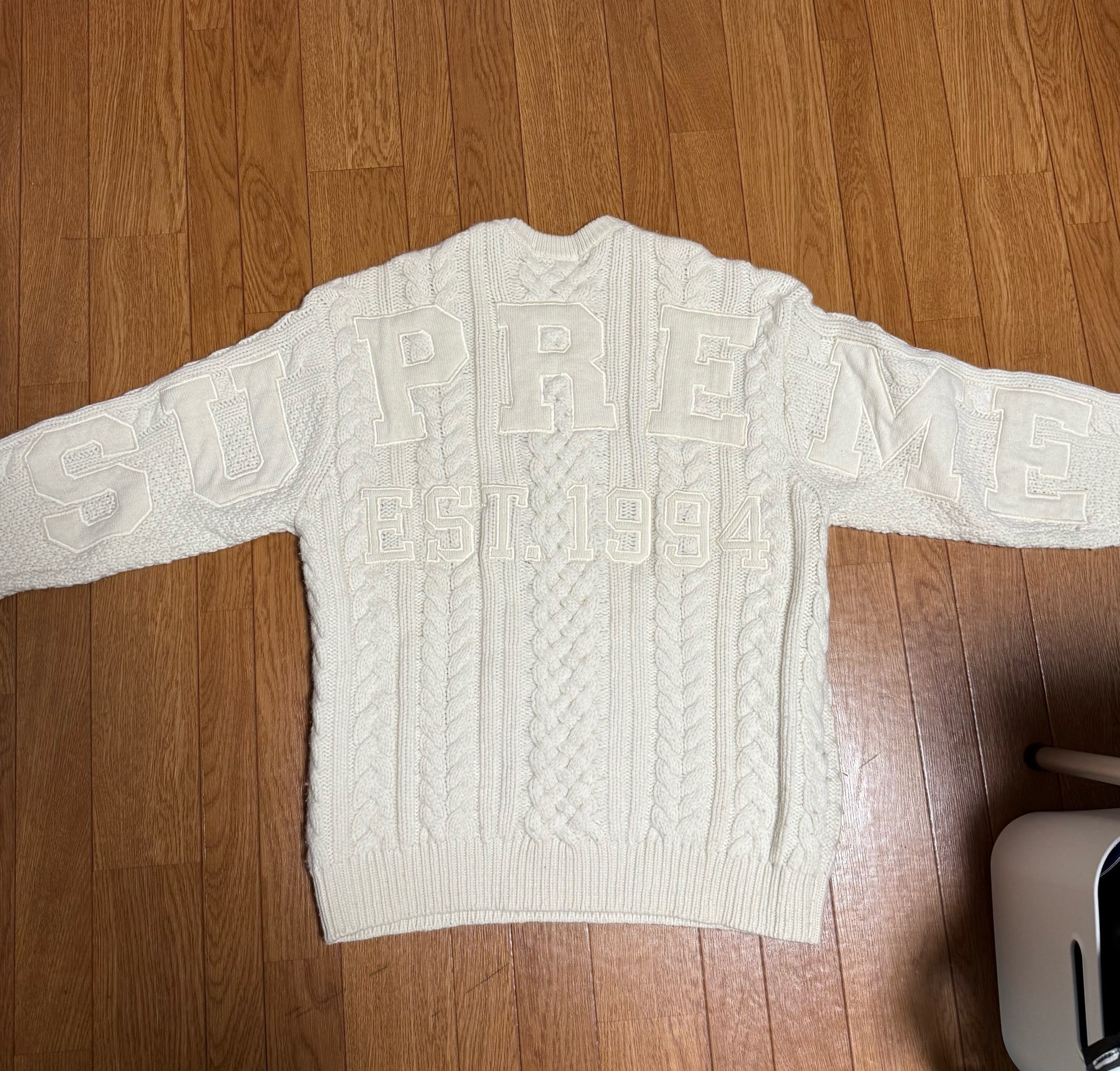 Supreme Applique Cable Knit Sweater "Ivory"