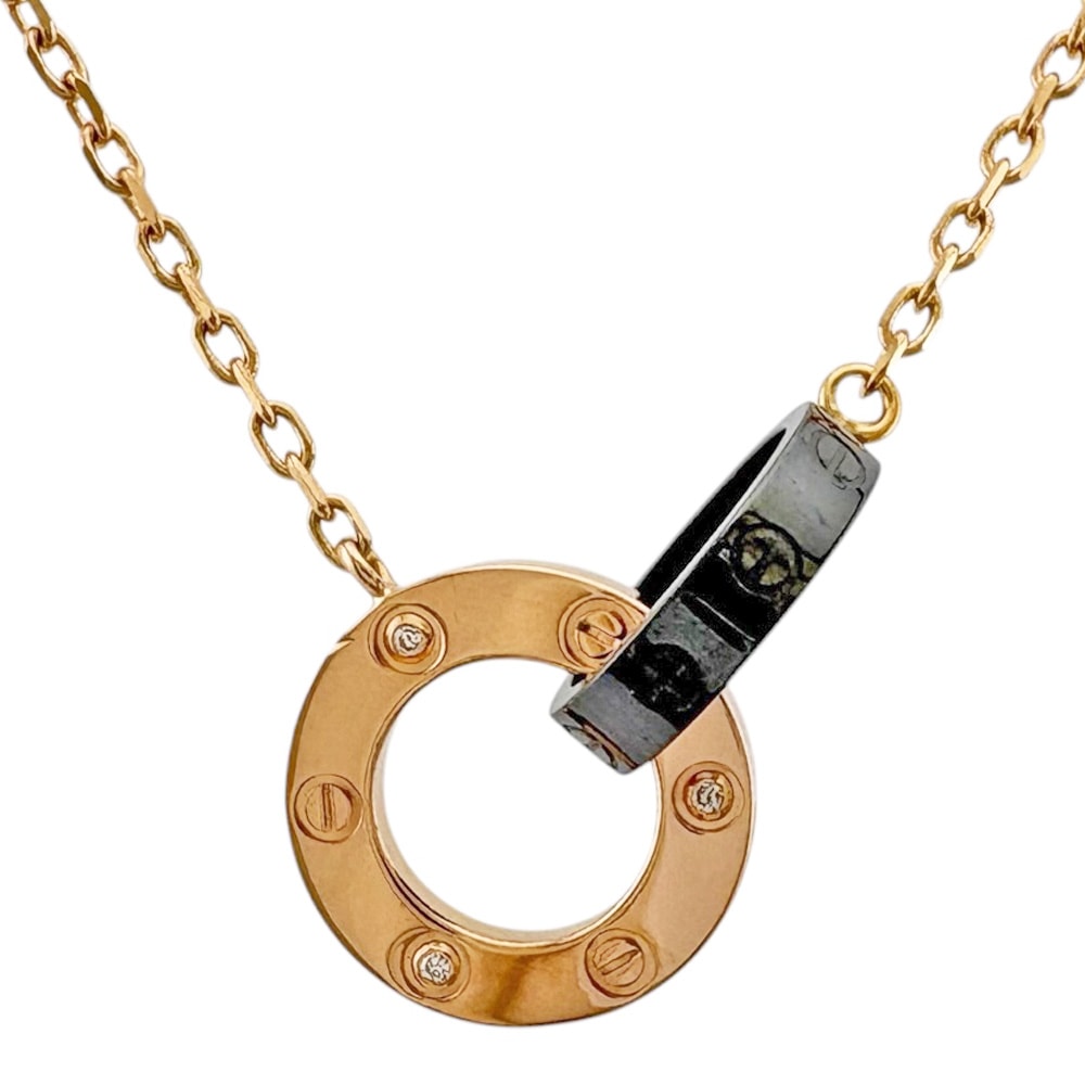 カルティエ ラブサークル ネックレス 18金 K18ピンクゴールド ダイヤモンド レディース CARTIER  中古