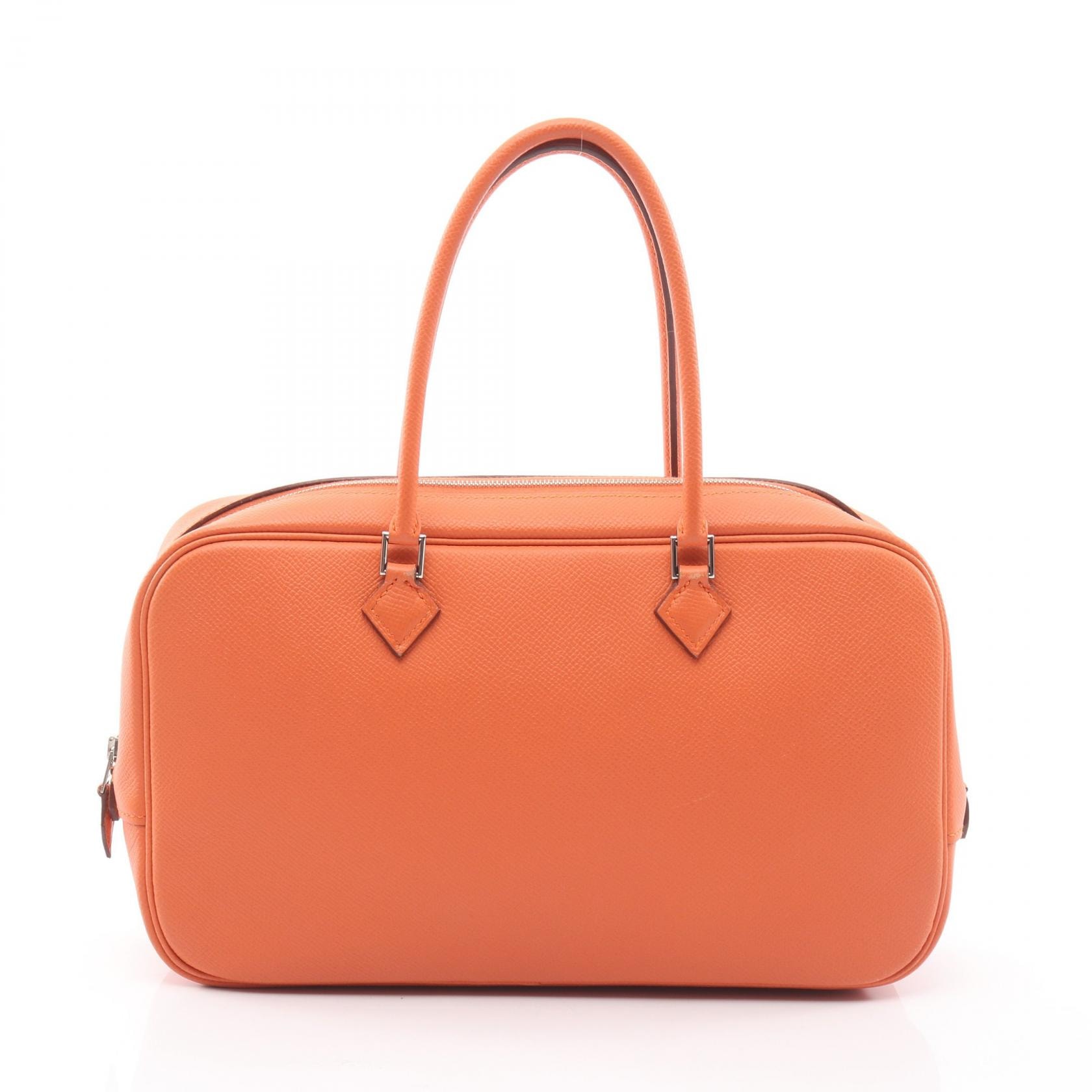 エルメス HERMES プリュムエラン28 ハンドバッグ バッグ レザー カーフ(牛革) ヴォーエプソン ヴォーエプソン オレンジ レディース オレンジ系 【中古】