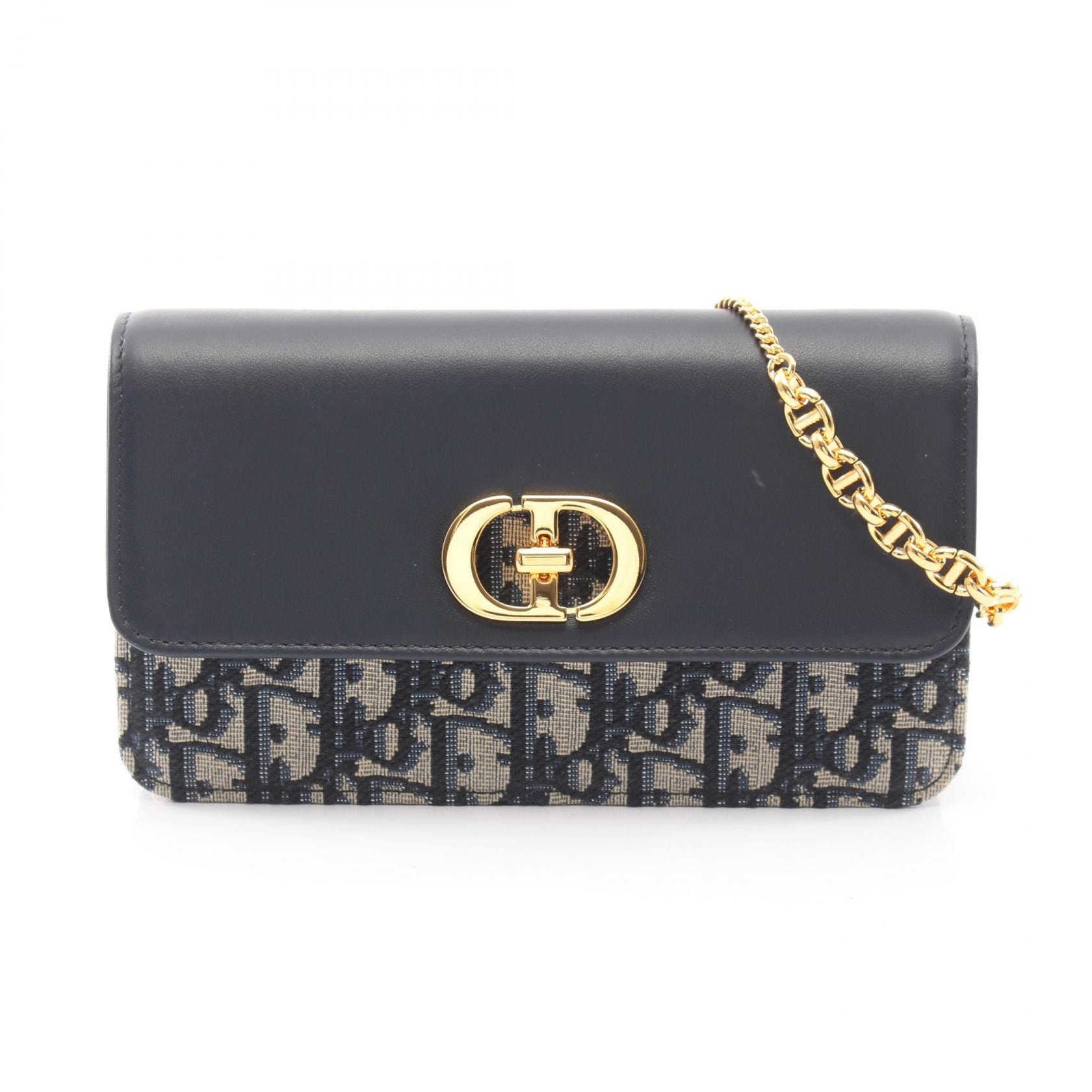ディオール Dior MISS CARO ミス カロ オブリーク ジャガード ショルダーバッグ バッグ キャンバス レザー レディース ネイビー系 / ベージュ系 / ブラック系 S2375UNKOM928 【新品】