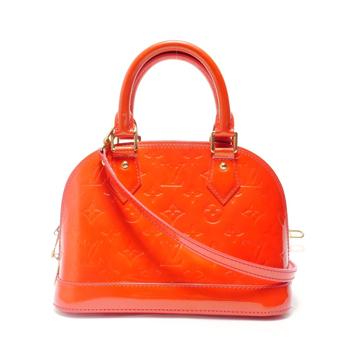 ヴィトン LV モノグラム ヴェルニ アルマ BB ルージュグレナディール ハンドバッグ【中古】