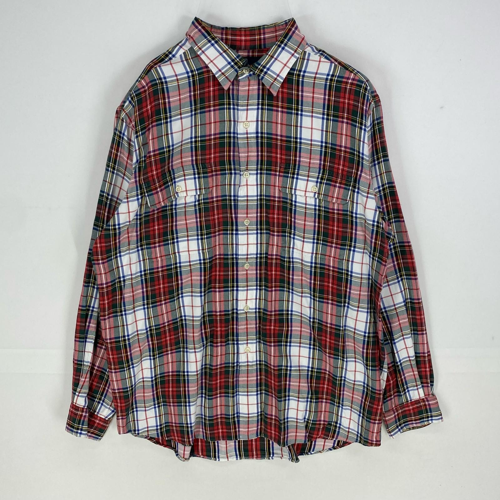 古着 ポロバイラルフローレン Polo by Ralph Lauren 長袖シャツ 胸ポケット ロングスリーブ アウトドア L  レッド系 チェック メンズ