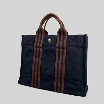HERMES Fourre-tout Canvas Tote Bag "Navy"