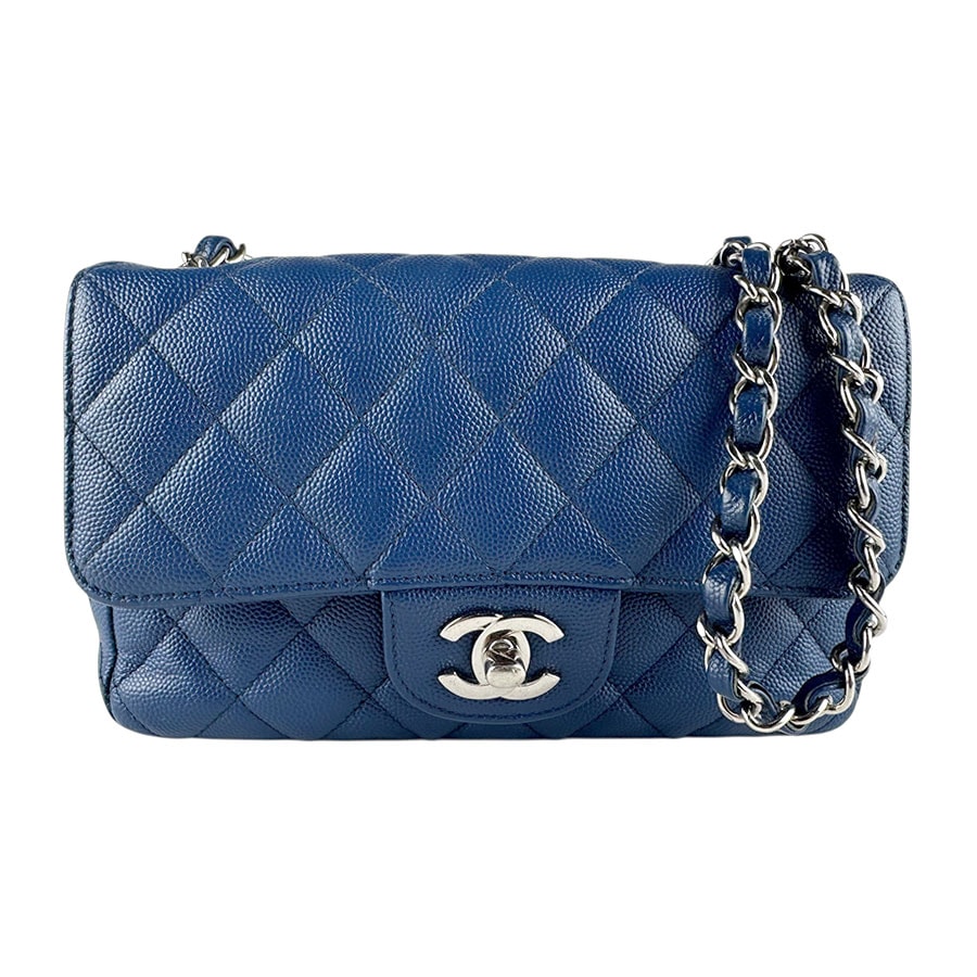 シャネル CHANEL ショルダーバッグ マトラッセ キャビアスキンレザー/メタル ネイビーブルー/シルバー レディース【中古】 z8276