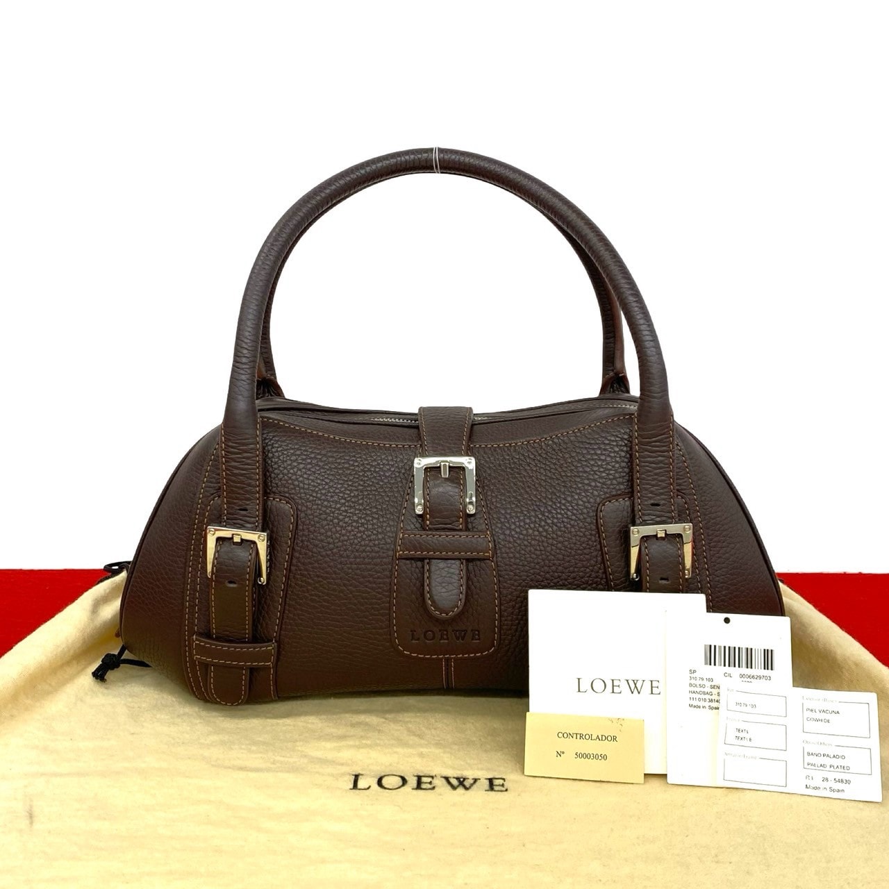 LOEWE ロエベ センダ ロゴ レザー ハンドバッグ ブラウン
15370