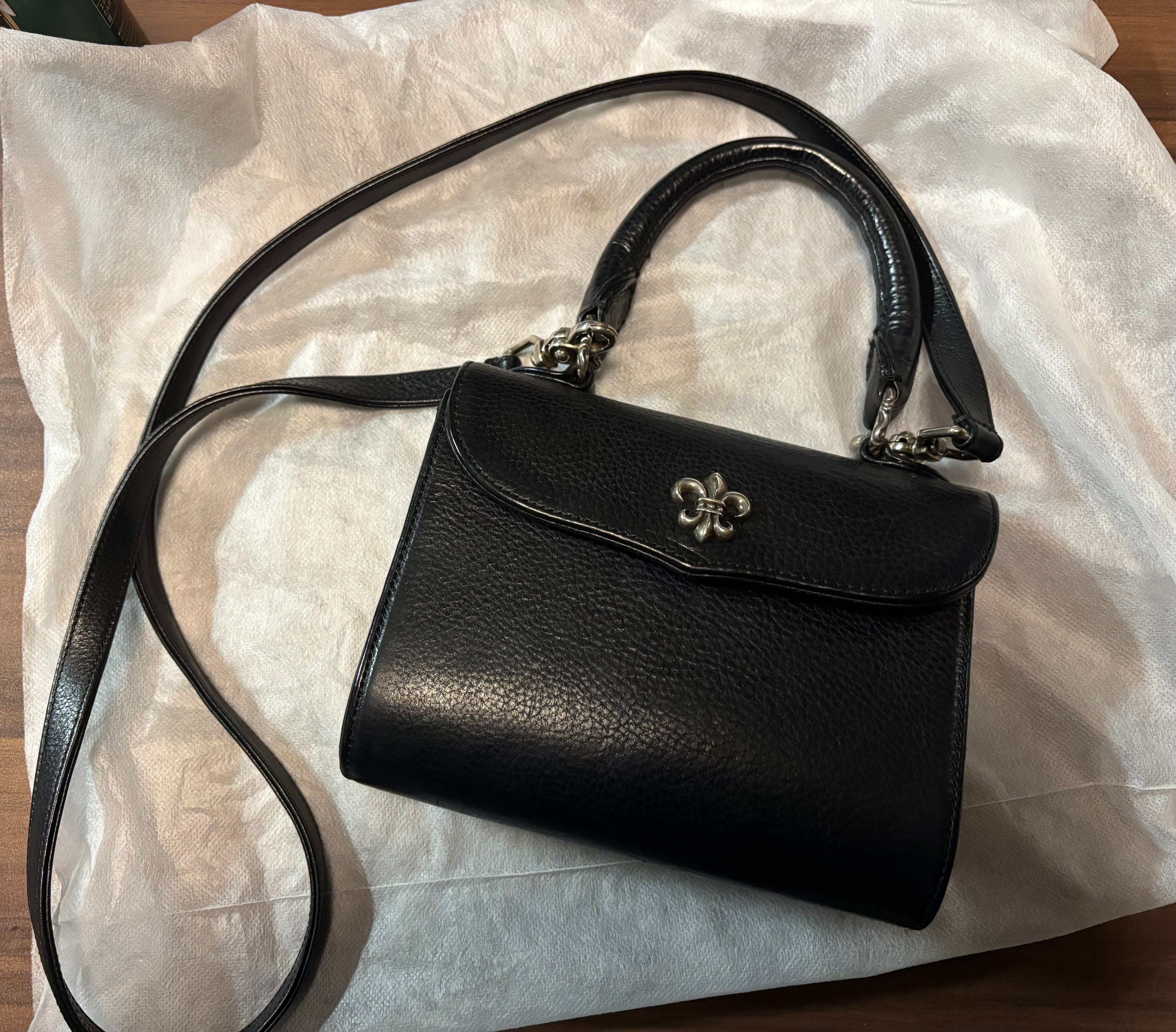 クロムハーツ ドックアダムス BSフレアモチーフレザー 2wayショルダーバッグ "ブラック"