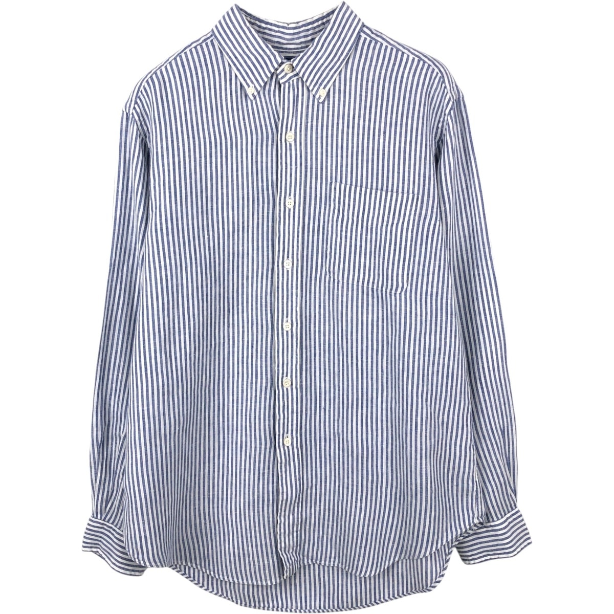 古着 ラルフローレン Ralph Lauren CLASSIC FIT クラシックフィット ストライプ柄 長袖 リネン ボタンダウンシャツ メンズL相当/eaa652265