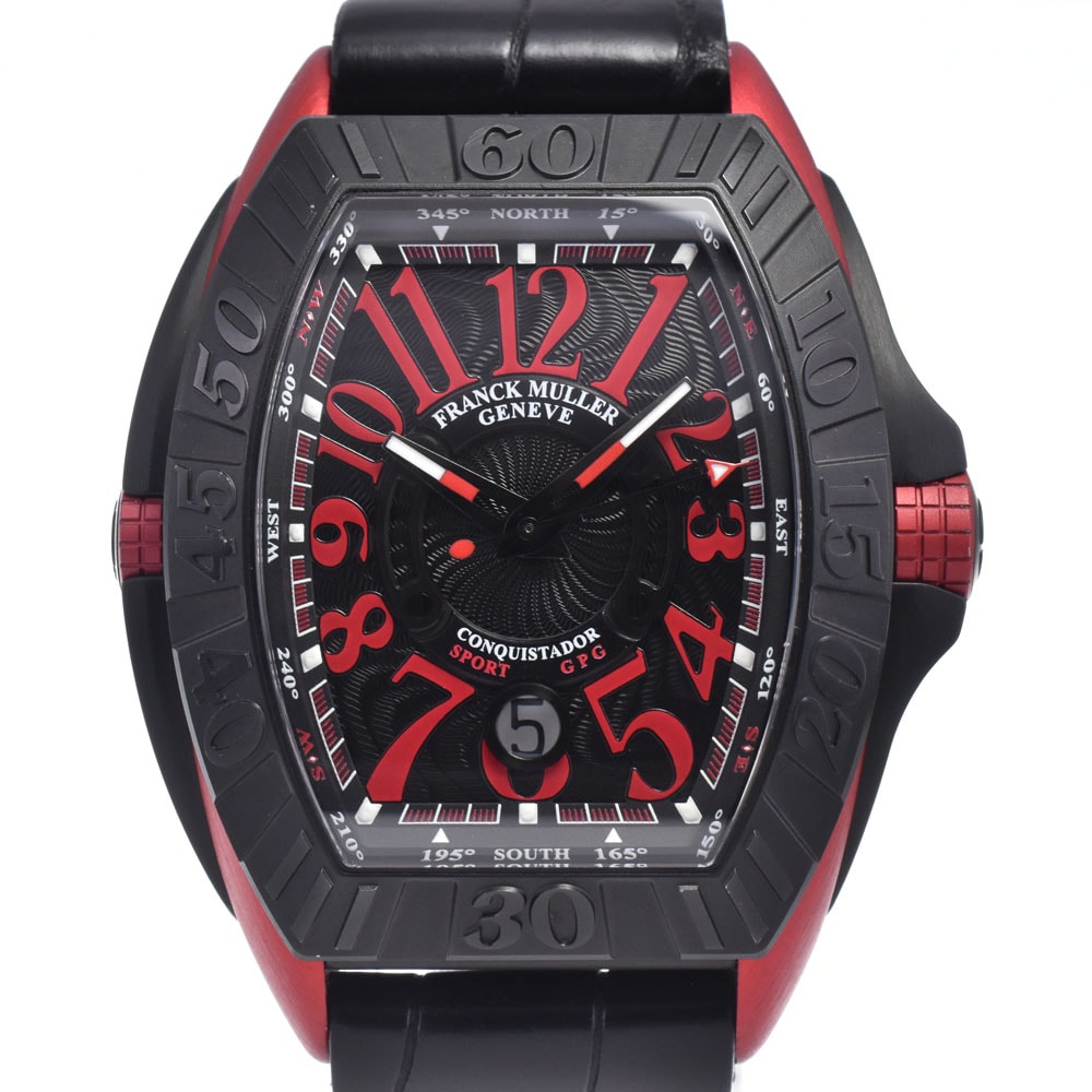 フランクミュラー FRANCK MULLER 8900SCGP コンキスタドール グランプリ ブラック 自動巻き メンズ 美品 箱・保証書付き 腕時計 M#148421