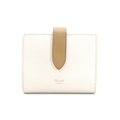 CELINE セリーヌ ストラップ 二つ折り財布 レザー ベージュ系 財布