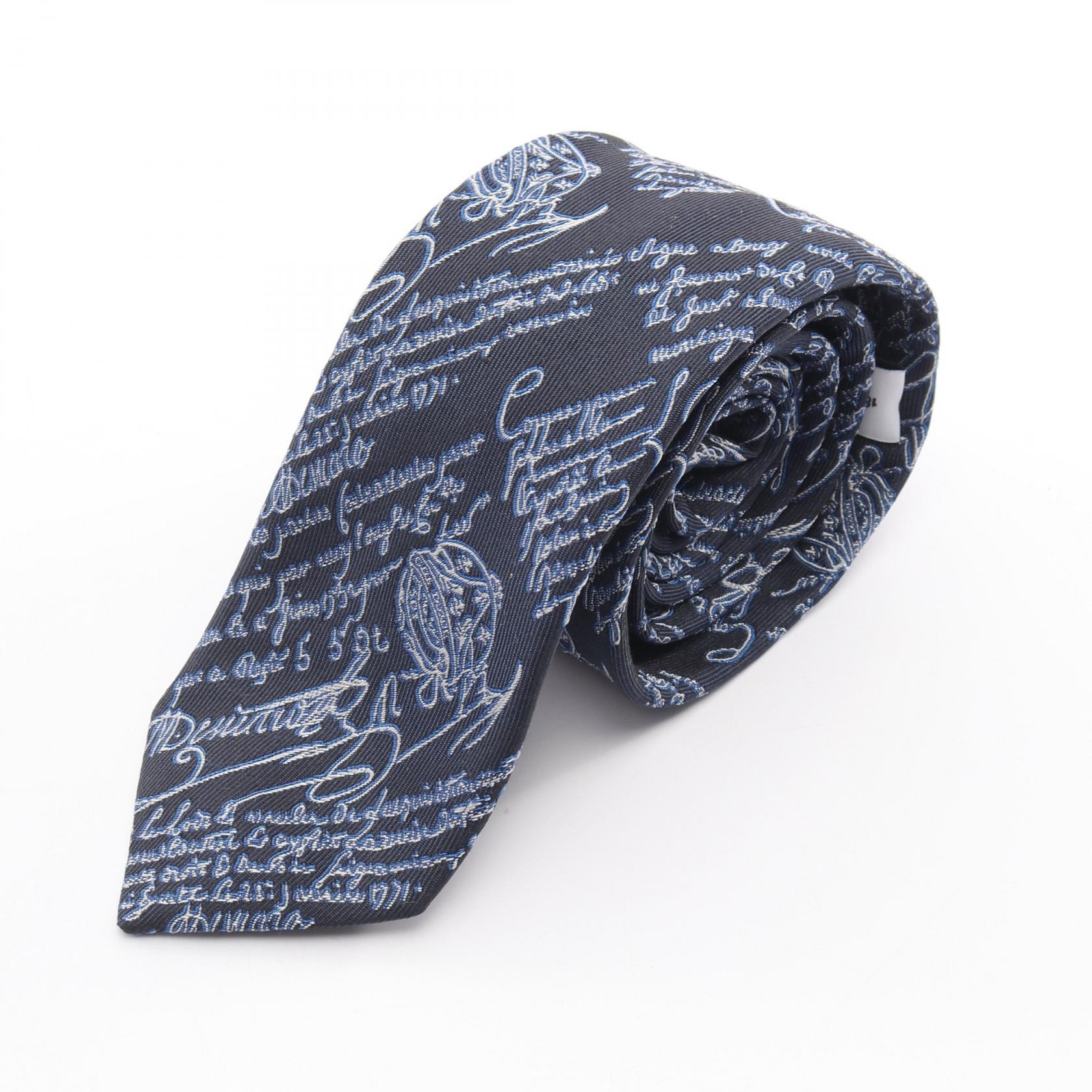 ベルルッティ Berluti カリグラフィ ネクタイ 衣料品 シルク メンズ ネイビー系 【中古】