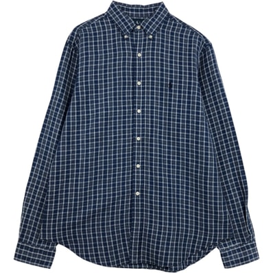 古着 ラルフローレン Ralph Lauren CLASSIC FIT 長袖 コットン×リネン ボタンダウンシャツ メンズL相当/eaa643464