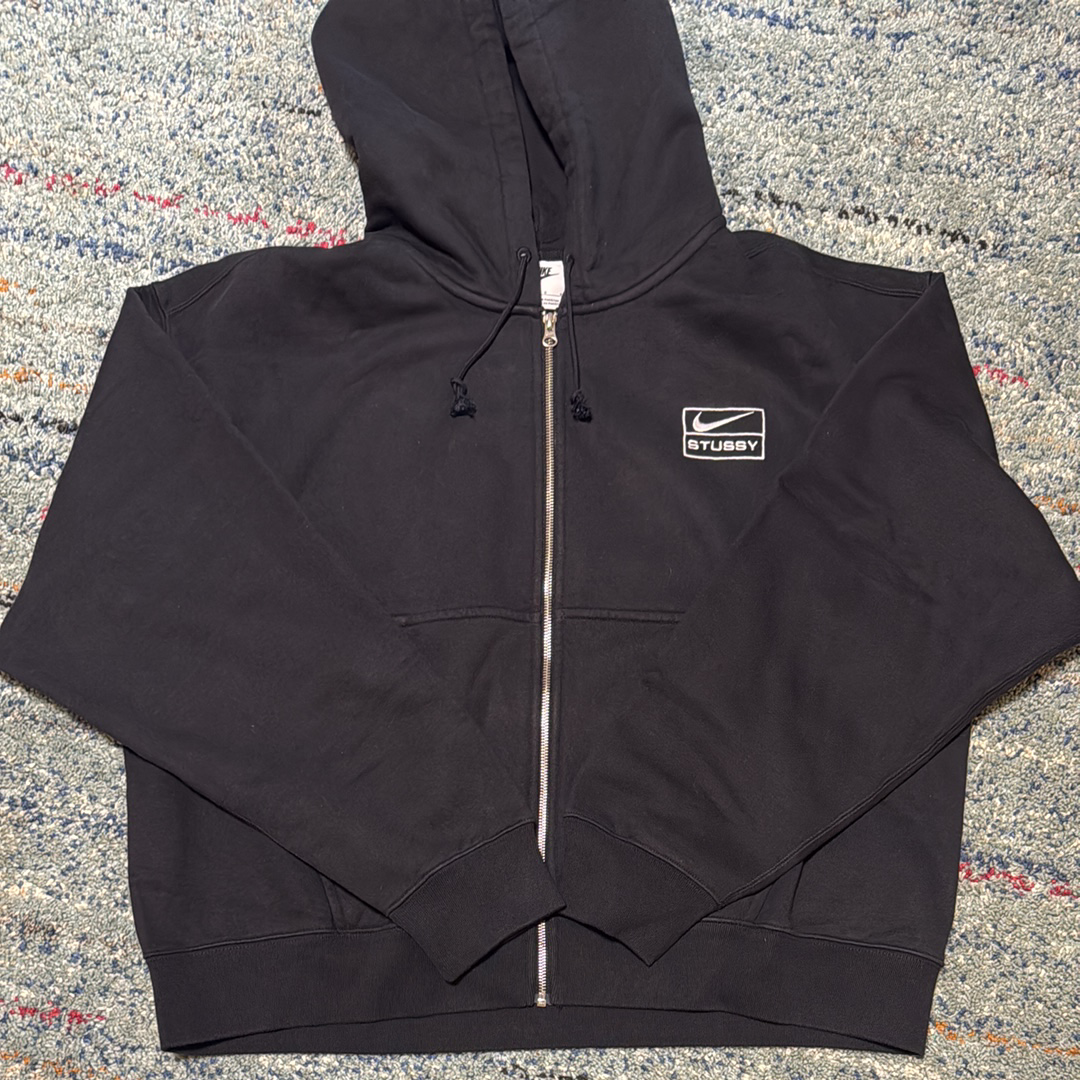 Stussy x Nike Stone Washed Fleece Zip Hoodie "Black" (US Size) FJ9175-010 