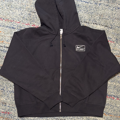 Stussy x Nike Stone Washed Fleece Zip Hoodie "Black" (US Size) FJ9175-010