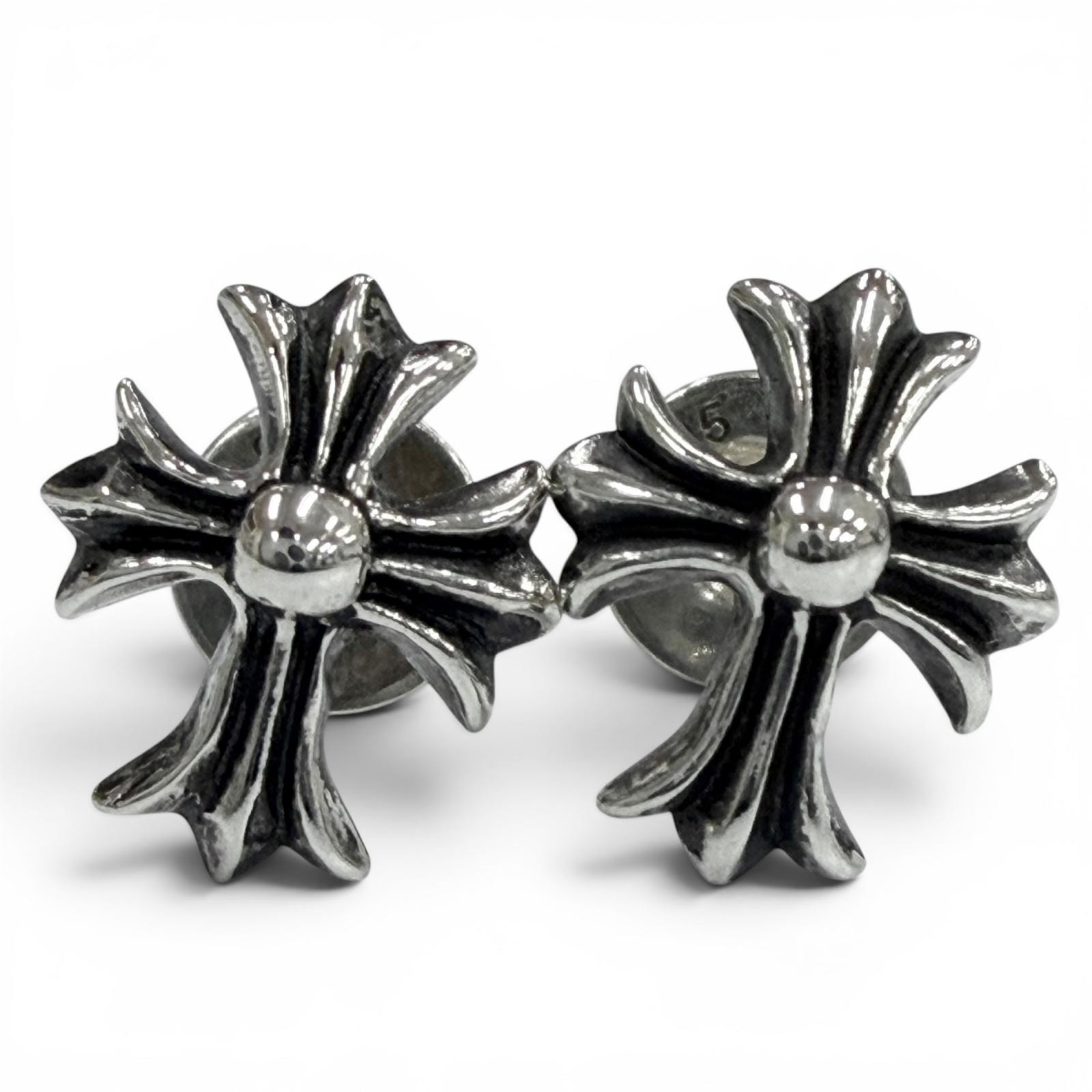 Chrome Hearts # 2 CH Cross Fat Stud Earrings "Silver"