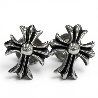 Chrome Hearts # 2 CH Cross Fat Stud Earrings "Silver"