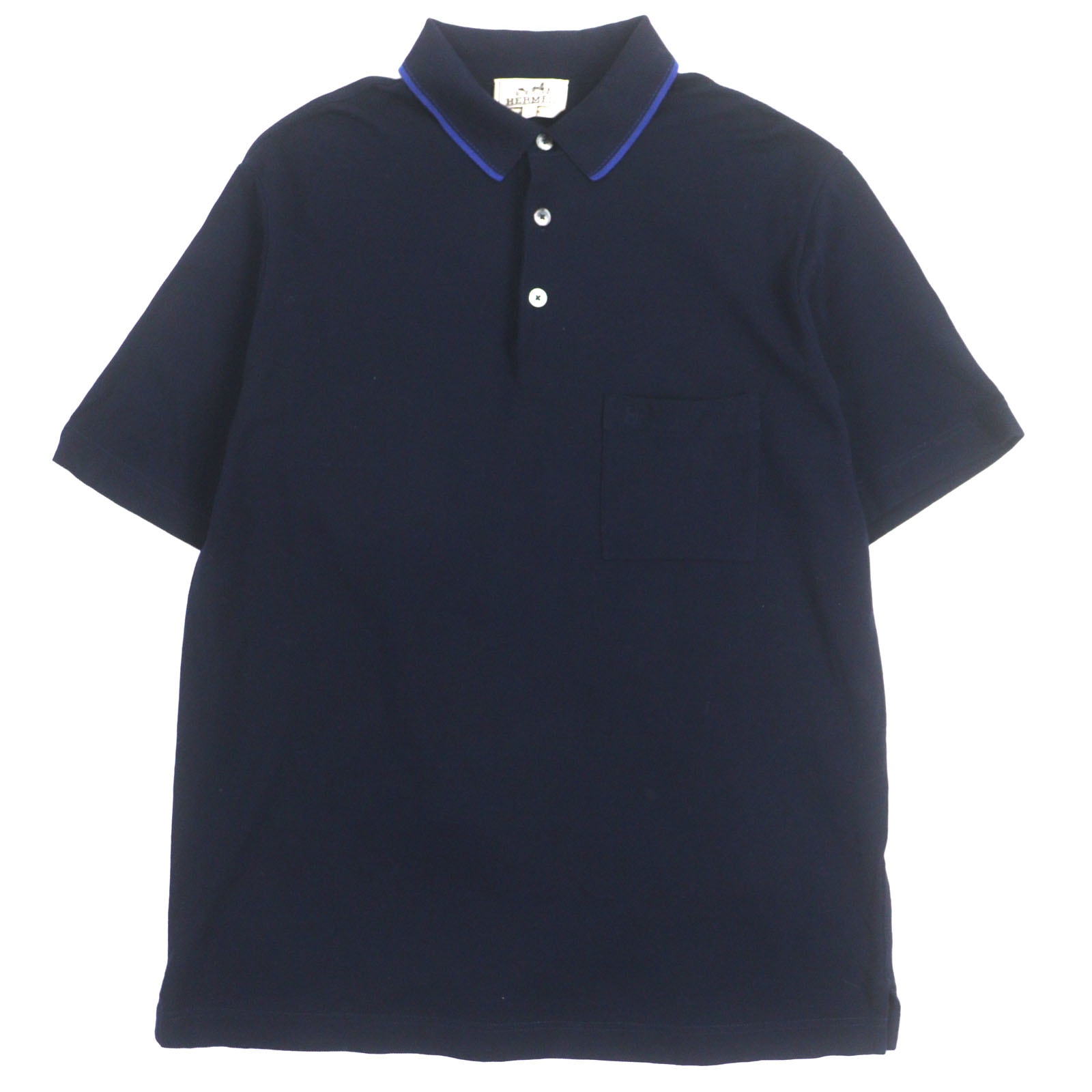 目立った傷や汚れなし】美品 エルメス 半袖ポロシャツ ネイビー メンズ