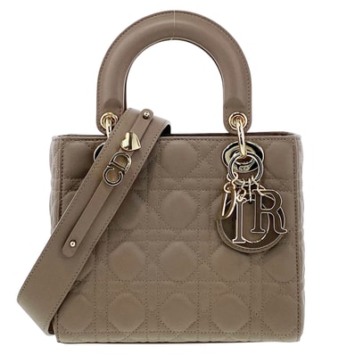 Christian Dior クリスチャンディオール Lady Dior My ABCDior バッグ スモール ハンドバッグ M0538ONGE_M63M ラムスキン ベージュ レディース【中古】