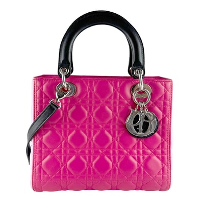 クリスチャンディオール Christian Dior ハンドバッグ ショルダーバッグ レディディオール ラムスキン ピンク/ブラック/ライトピンク レディース【中古】 z9547