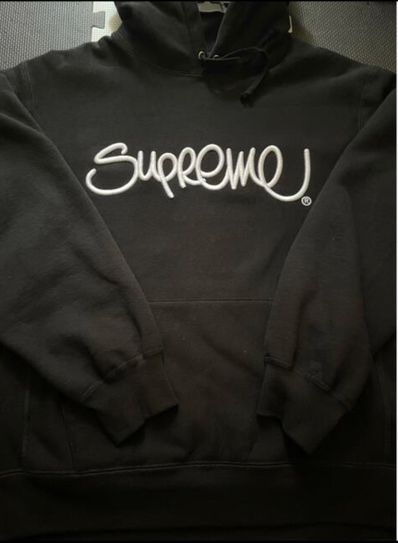 Supreme Raised Handstyle Hooded Sweatshirt "Black"