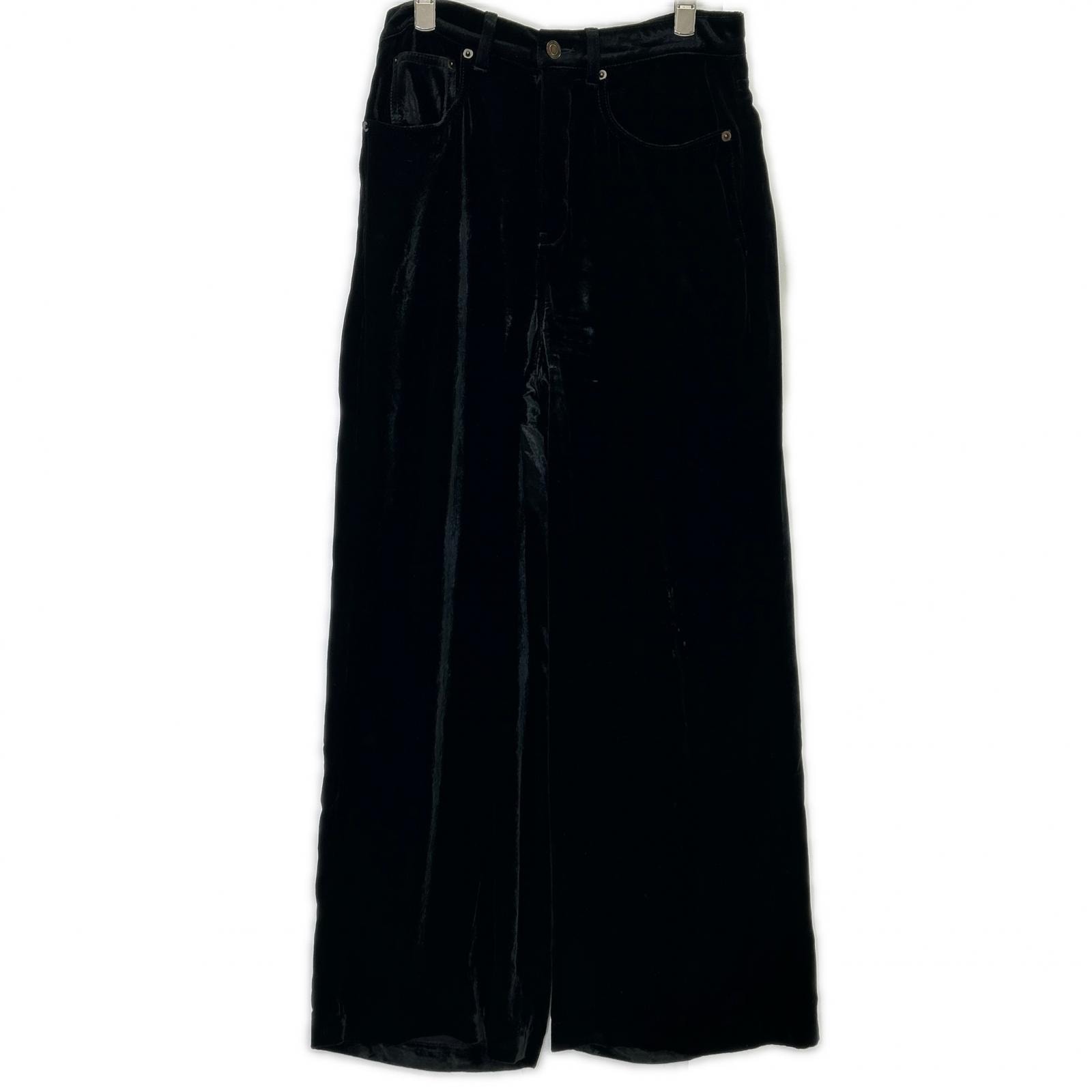 サンローランパリ 22AW ベルベット ワイドパンツ ブラック704607 Y05PA 28