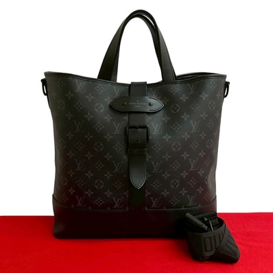 LOUIS VUITTON ルイヴィトン ソミュール モノグラムエクリプス レザー PVC ショルダーバッグ ブラック
22835
