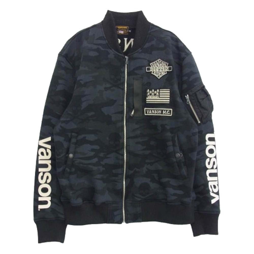 VANSON バンソン ジャケット bunker hill カモフラ スカル スター ロゴ ジップ アップ ジャケット ダークグレー系【中古】