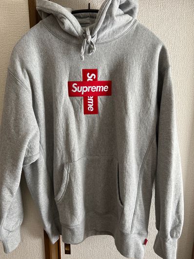 Supreme Cross Box Logo Hooded Sweatshirt "Grey"