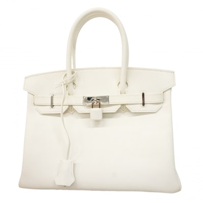 【6gc3645】エルメス ハンドバッグ バーキン30 ヴォーエプソン ホワイト シルバー金具 □L刻印【中古】レディース