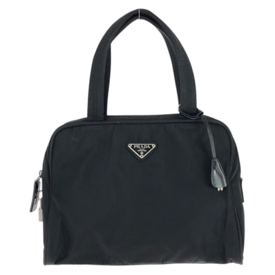 美品 PRADA プラダ テスート 三角ロゴプレート ブラック 黒 シルバー金具 ナイロン ハンドバッグ 604241 【中古】