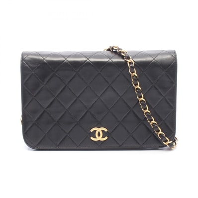 シャネル CHANEL マトラッセ フルフラップ ショルダーバッグ バッグ ラムスキン(羊革) レディース ブラック系 【中古】