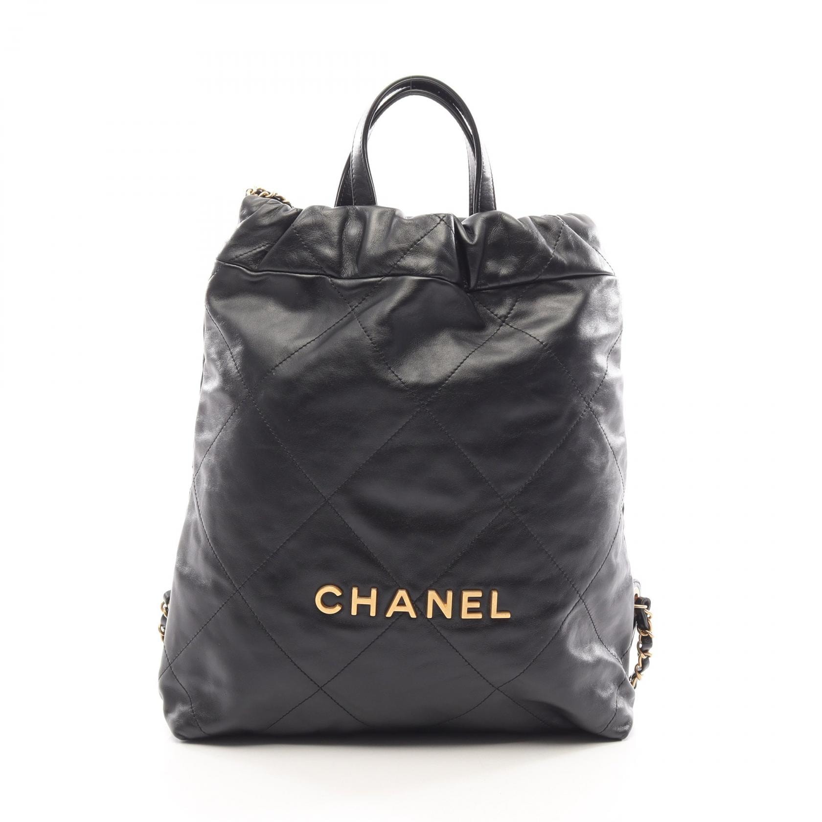シャネル CHANEL シャネル22 リュックサック バックパック バッグ レザー レディース ブラック系 【中古】