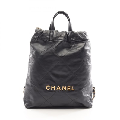 シャネル CHANEL シャネル22 リュックサック バックパック バッグ レザー レディース ブラック系 【中古】