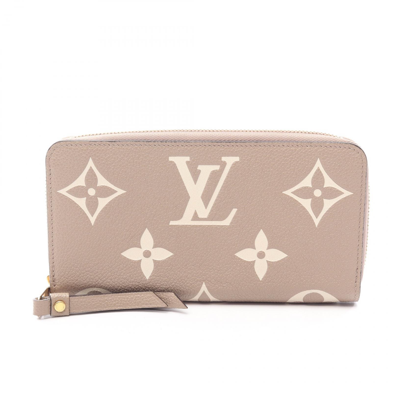 ルイ・ヴィトン LOUIS VUITTON ジッピーウォレット バイカラー ラウンド長財布 財布 レザー モノグラム・アンプラント トゥルトレールクレーム レディース ベージュ系 / アイボリー系 M69794 【中古】