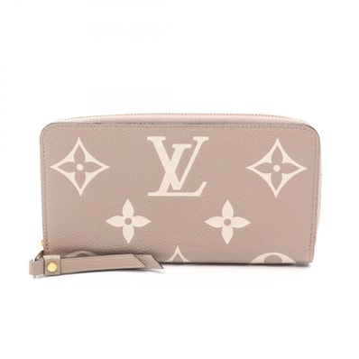 ルイ・ヴィトン LOUIS VUITTON ジッピーウォレット バイカラー ラウンド長財布 財布 レザー モノグラム・アンプラント トゥルトレールクレーム レディース ベージュ系 / アイボリー系 M69794 【中古】