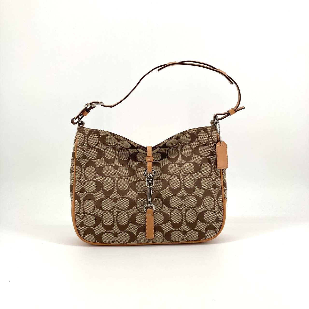 COACH(コーチ) シグネチャー ホーボー クリップ シルバー金具 6091 ショルダーバッグ ブラウン