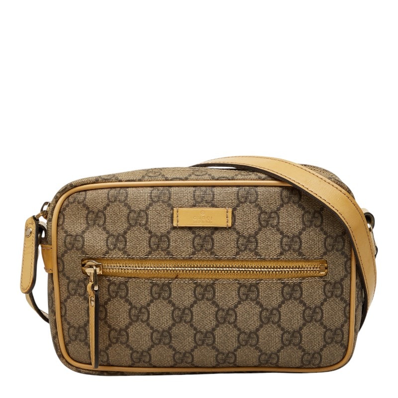 グッチ GGスプリーム 斜め掛け ショルダーバッグ 201447 ベージュ PVC レザー レディース GUCCI 【中古】