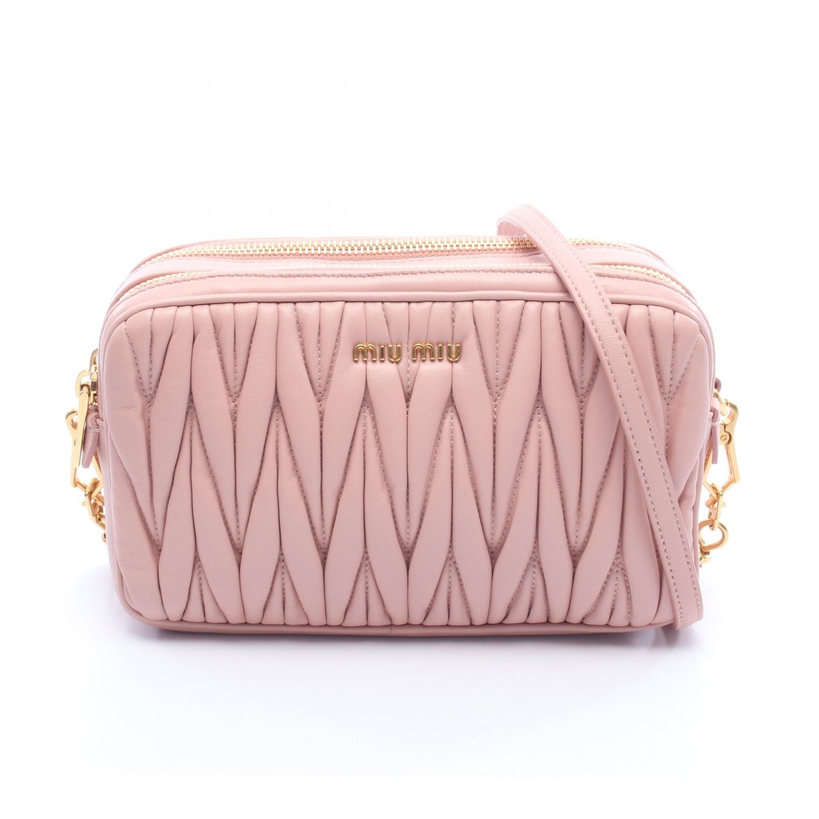 ミュウ ミュウ Miu Miu マテラッセ ショルダーバッグ バッグ レザー レディース ピンク系 【中古】