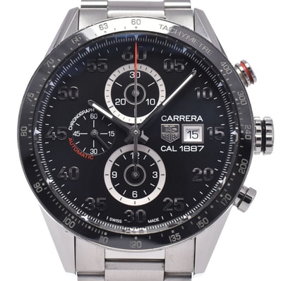 タグホイヤー TAG HEUER CAR2A10 カレラ キャリバー1887 クロノグラフ ブラック 自動巻き メンズ 良品 腕時計 L#147912