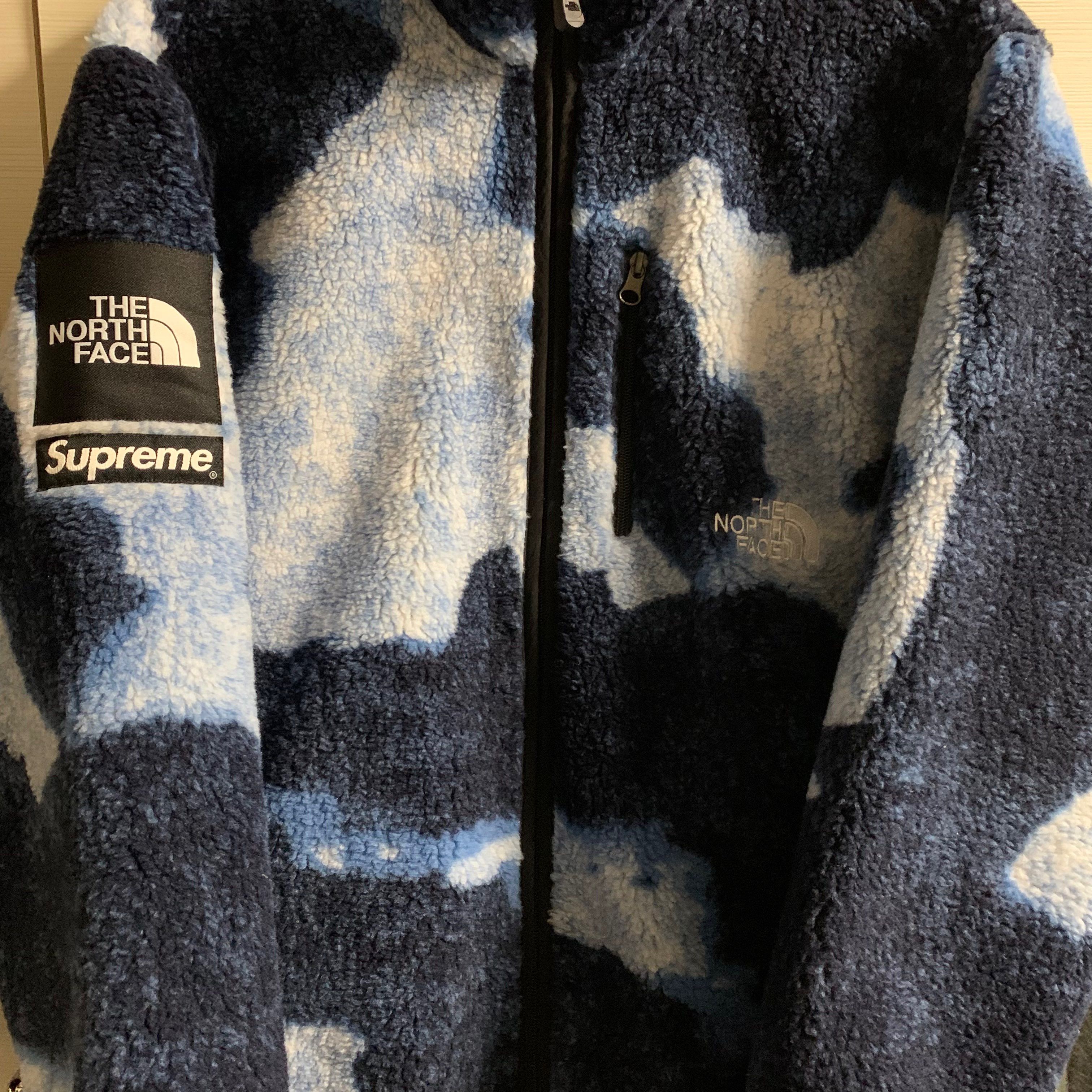 Supreme x The North Face Bleached Denim Print Fleece Jacket "Indigo"