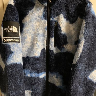 Supreme x The North Face Bleached Denim Print Fleece Jacket "Indigo"